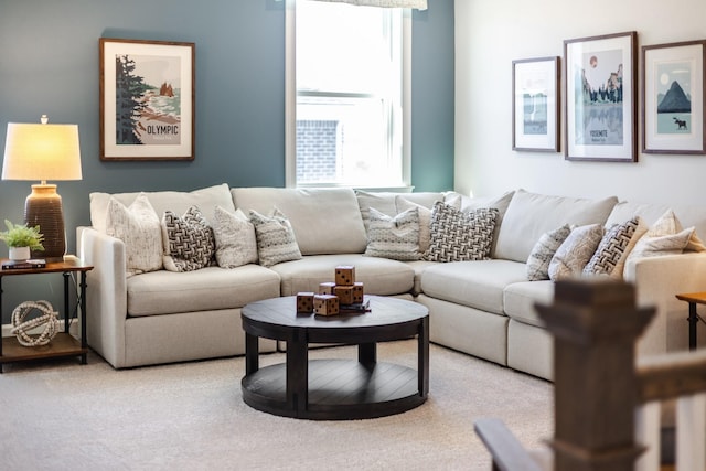 view of carpeted living area