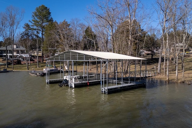 dock area featuring a water view