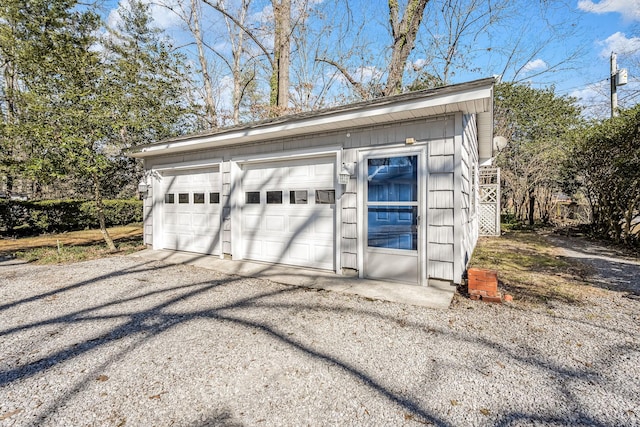 view of detached garage