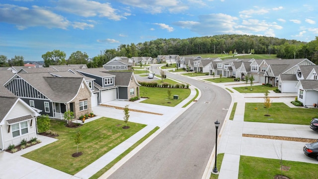 drone / aerial view with a residential view