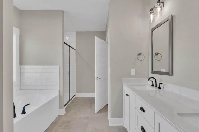 919 Licinius Ln, Murfreesboro, TN 37128 - full bath with double vanity, a garden tub, a sink, and a stall shower