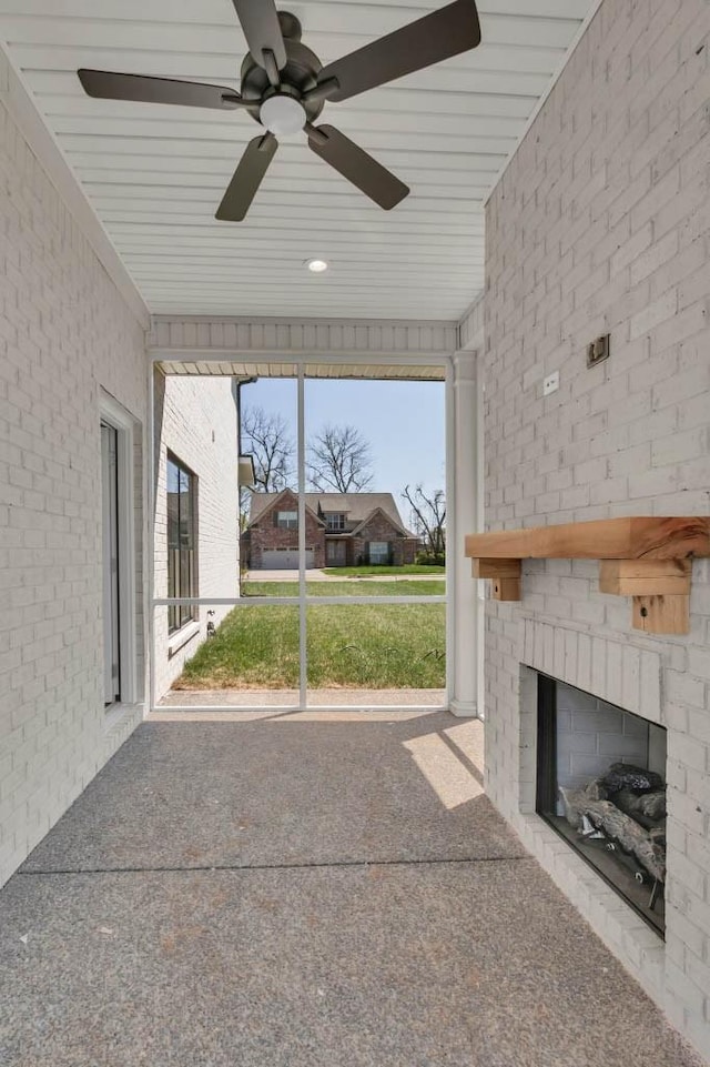 919 Licinius Ln, Murfreesboro, TN 37128 - view of patio featuring a ceiling fan and an outdoor brick fireplace
