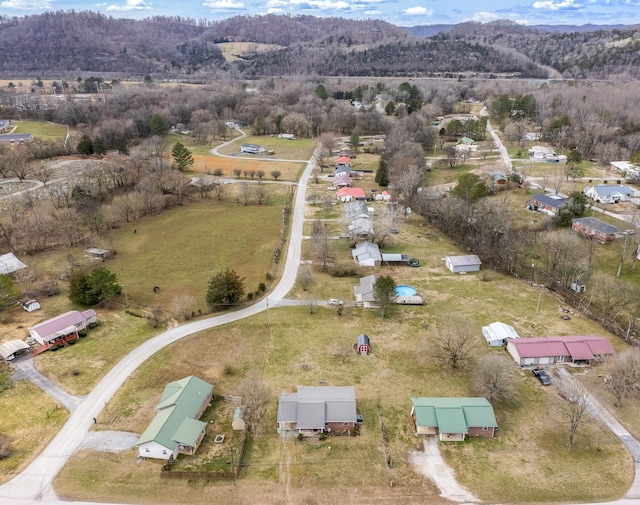 birds eye view of property with a rural view