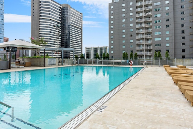 community pool with fence