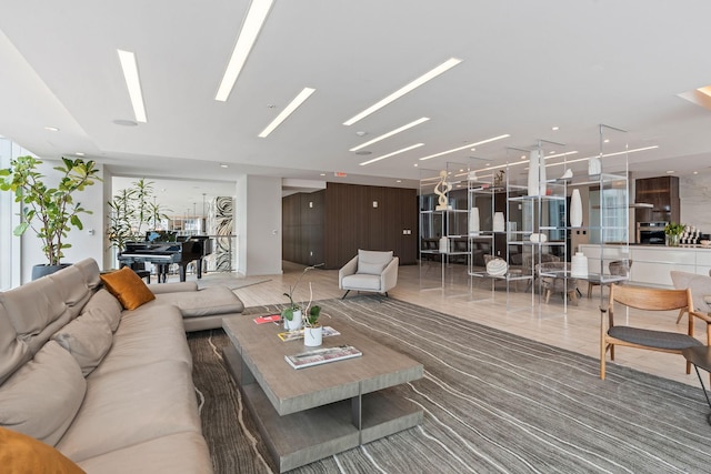 living area with a skylight