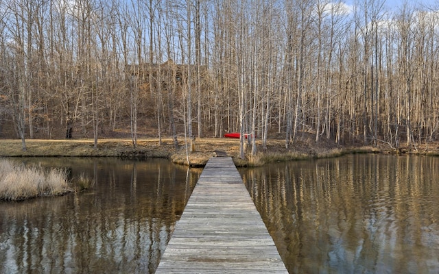 view of dock featuring a water view