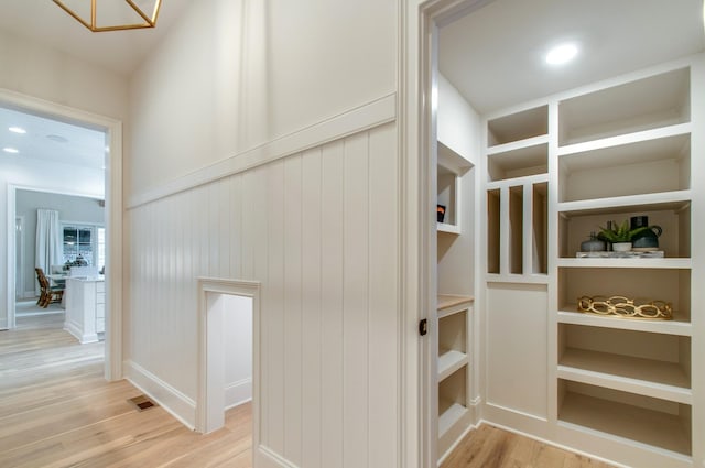 spacious closet with visible vents and light wood finished floors