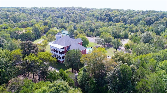 drone / aerial view with a forest view