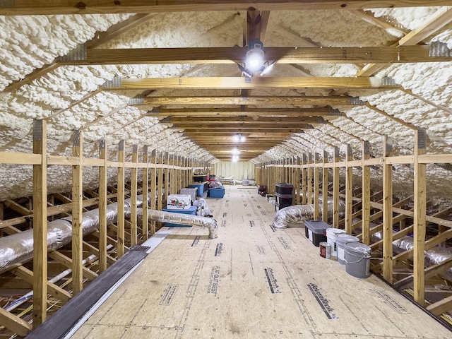 view of unfinished attic