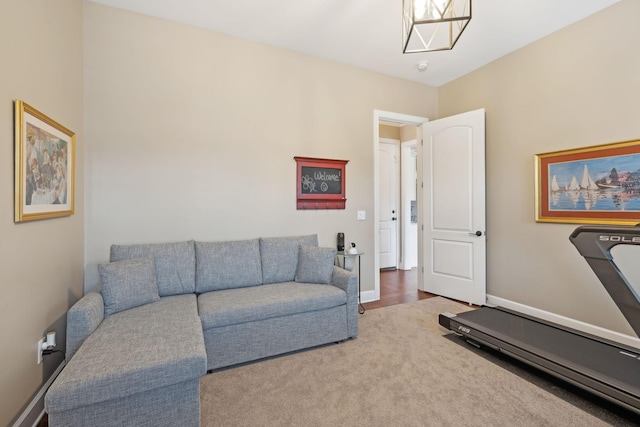 living area with baseboards