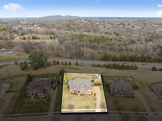 bird's eye view featuring a mountain view