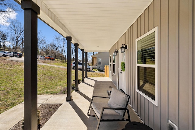 view of patio featuring a porch