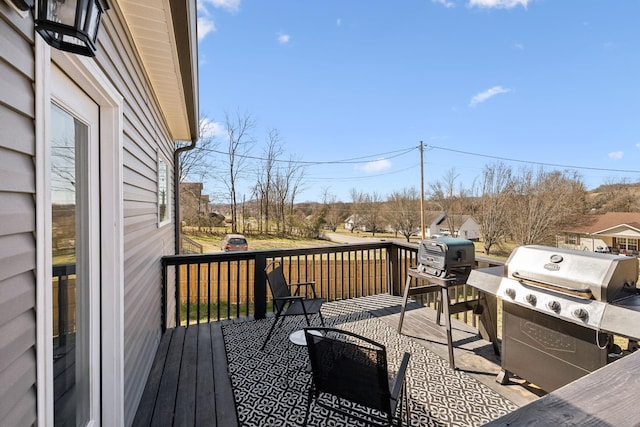 deck with a grill