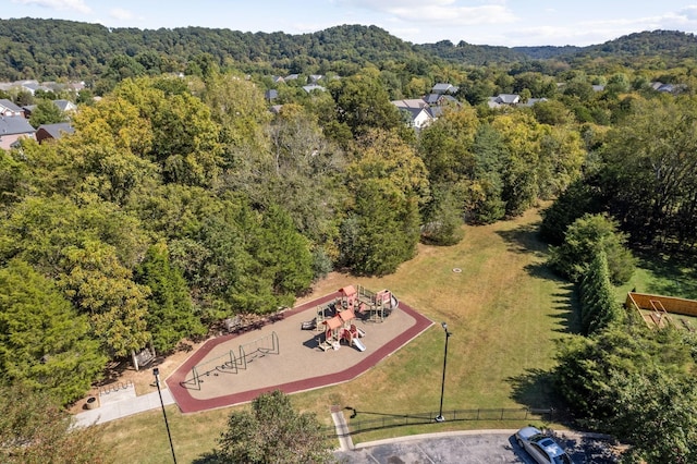 aerial view featuring a view of trees