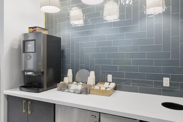 interior space featuring backsplash