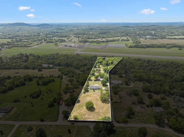 drone / aerial view with a rural view