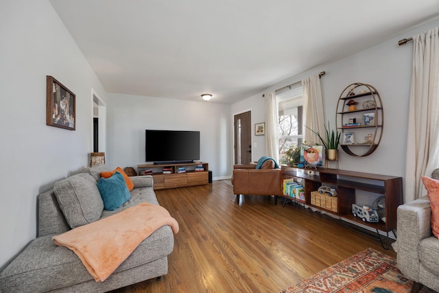 living area with wood finished floors