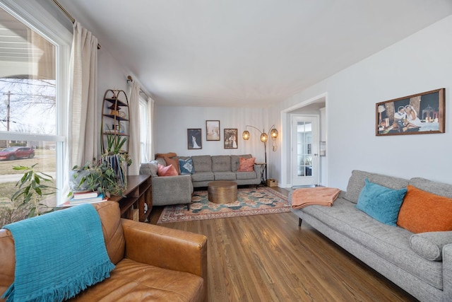 living area with wood finished floors