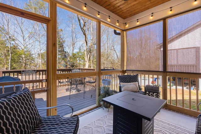 8858 Silver Maple Dr, Ooltewah, TN 37363 - sunroom / solarium featuring wooden ceiling