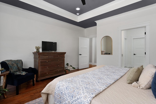 8858 Silver Maple Dr, Ooltewah, TN 37363 - bedroom featuring dark wood-type flooring, recessed lighting, and ceiling fan