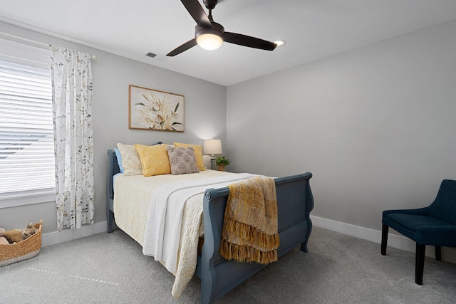 8858 Silver Maple Dr, Ooltewah, TN 37363 - carpeted bedroom with ceiling fan, visible vents, and baseboards