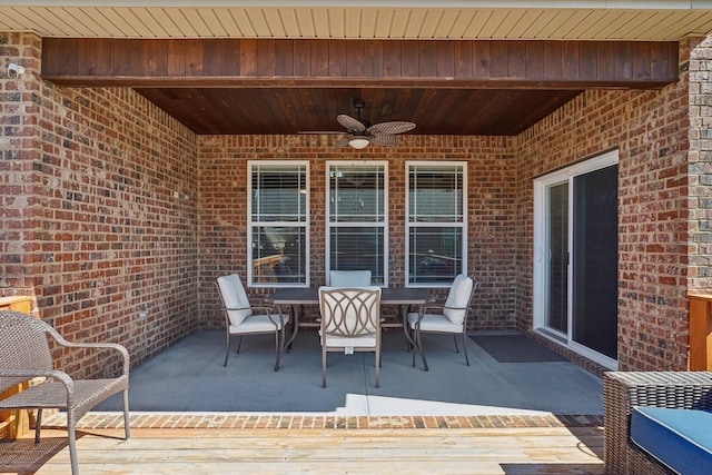 view of patio / terrace featuring ceiling fan and outdoor dining space