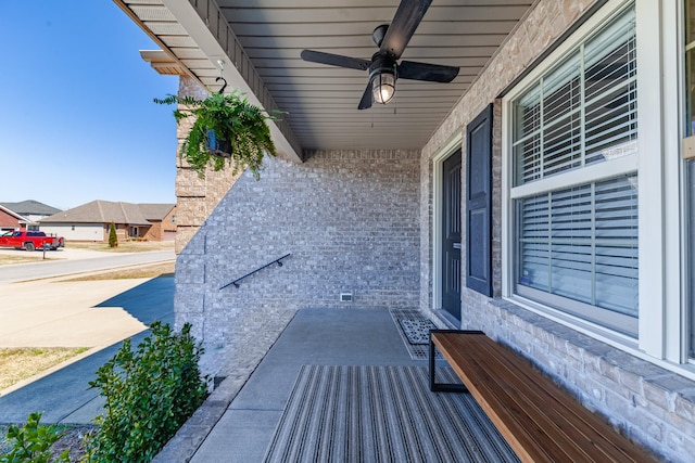 view of patio with a ceiling fan