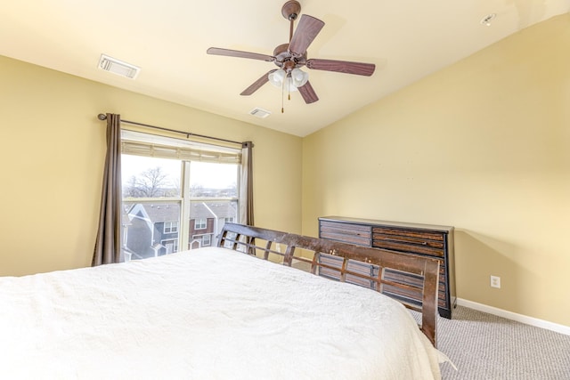 1382 Rural Hill Rd Unit 148, Antioch, TN 37013 - carpeted bedroom featuring lofted ceiling, a ceiling fan, visible vents, and baseboards