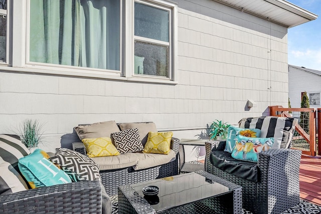 view of patio / terrace with a deck and an outdoor living space