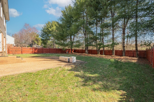 view of yard with a fenced backyard