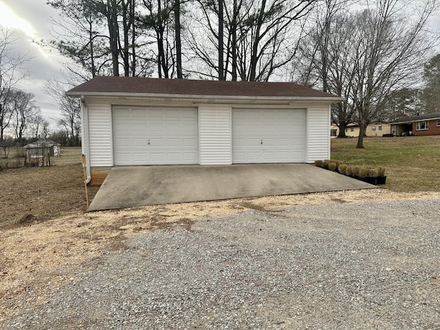 view of detached garage