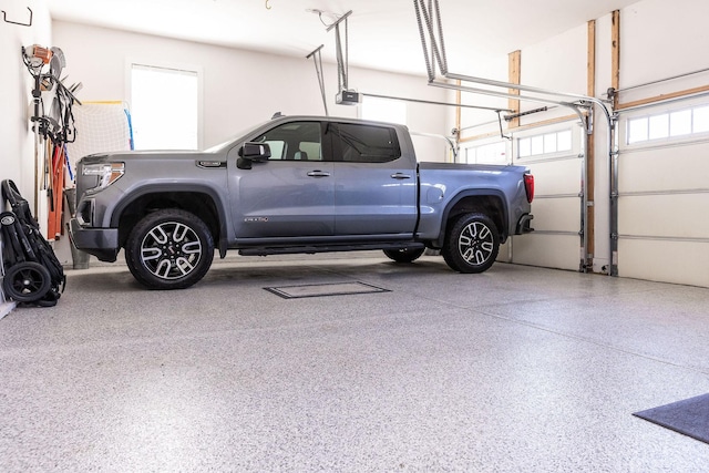 garage with a garage door opener