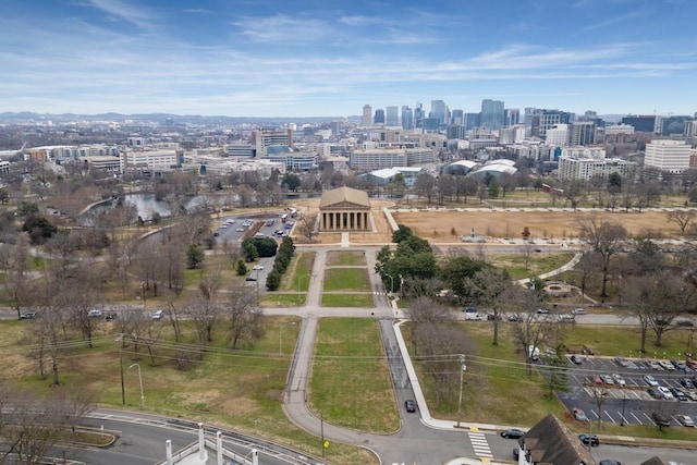 aerial view featuring a city view