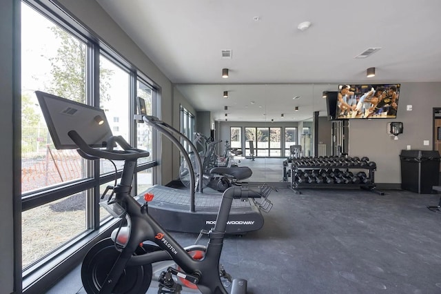 exercise room with visible vents