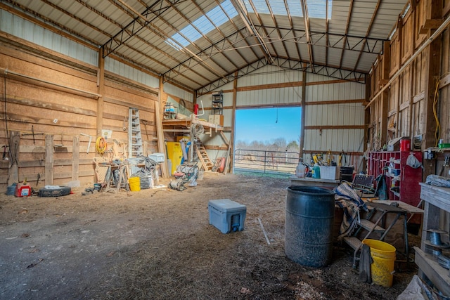 garage with metal wall