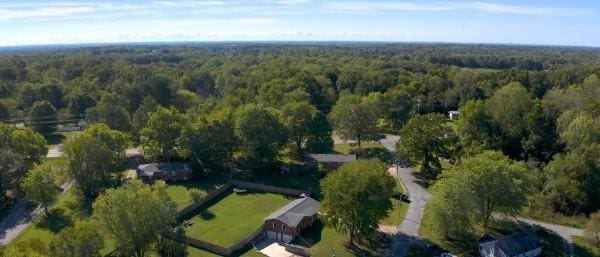 drone / aerial view with a forest view