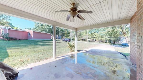 view of patio / terrace featuring a ceiling fan