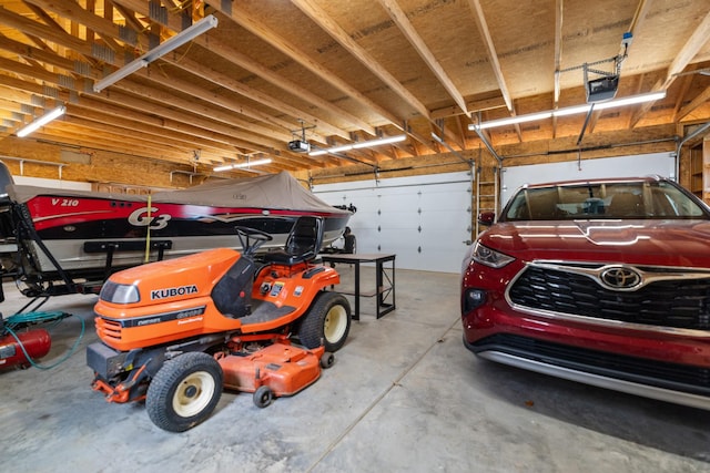 garage with a garage door opener