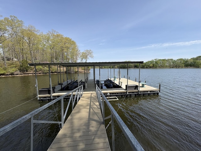 dock area featuring a water view