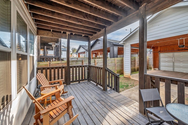 wooden terrace with fence