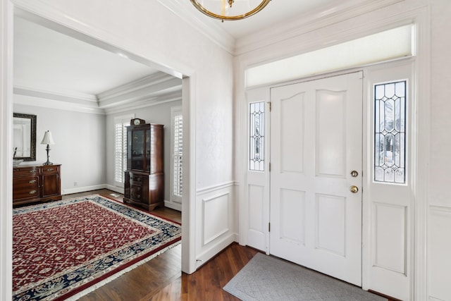 1608 Knox Dr, Brentwood, TN 37027 - entryway with a wealth of natural light, dark wood-type flooring, and ornamental molding