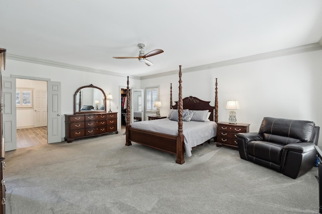 1608 Knox Dr, Brentwood, TN 37027 - carpeted bedroom featuring a spacious closet, a ceiling fan, and ornamental molding