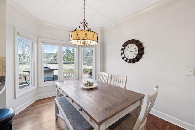 1608 Knox Dr, Brentwood, TN 37027 - dining space featuring baseboards, wood finished floors, and crown molding