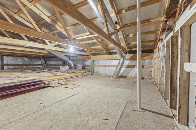 view of unfinished attic