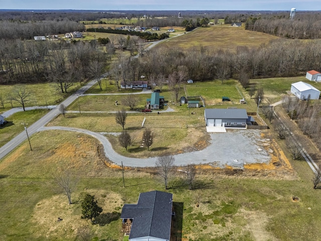 drone / aerial view featuring a rural view