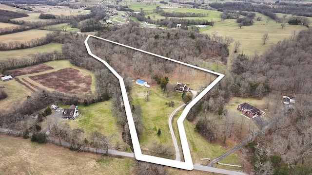 aerial view featuring a rural view