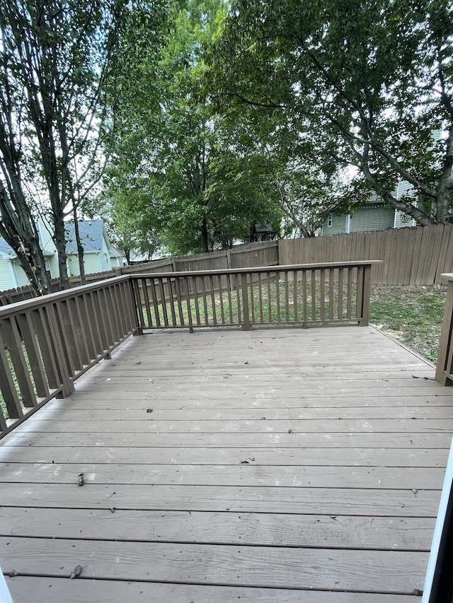 deck featuring a fenced backyard