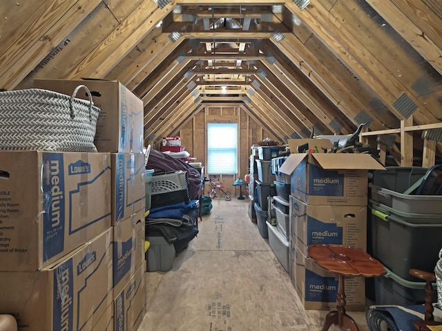 view of unfinished attic