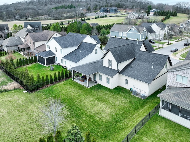 bird's eye view with a residential view