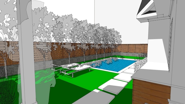 view of swimming pool featuring a fenced backyard